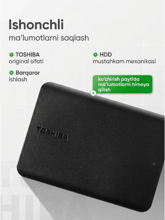 Toshiba Canvio Basics tashqi HDD, 320GB/500GB/1TB/2TB, USB 3.0
