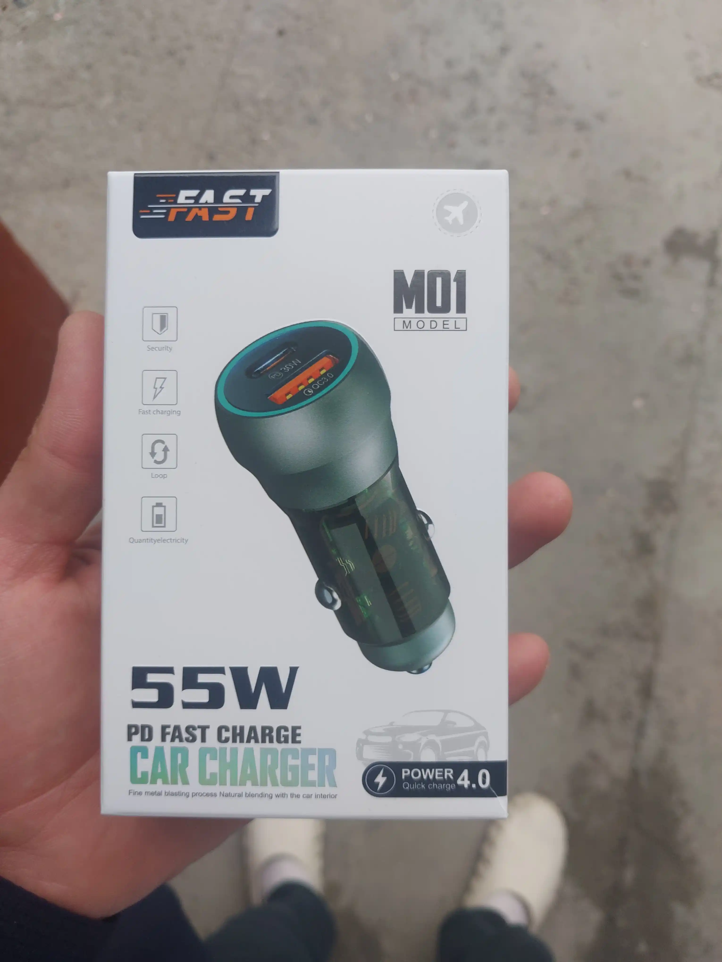 Автомобильное зарядное устройство, с быстрой зарядкой, 55 W