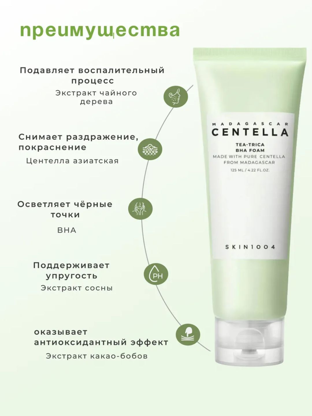 SKIN1004 Madagascar Centella пенка для умывания Ampoule, Tea-Trica, Probio-Cica