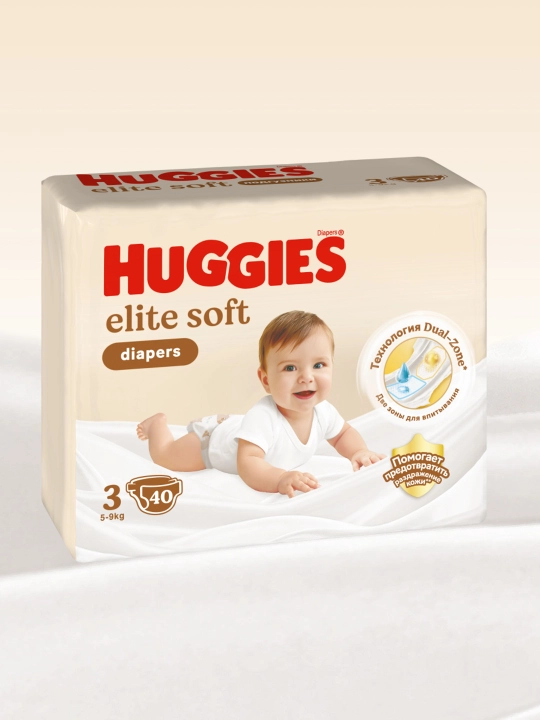 Подгузники Huggies Elite Soft 5-9 кг, 3 размер, 40 шт