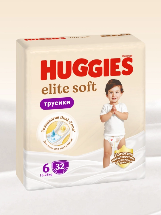 Подгузники трусики Huggies Elite Soft 15-25кг, 6 размер, 32 шт