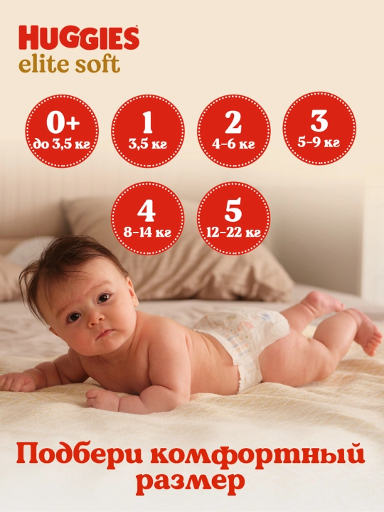 Подгузники Huggies Elite Soft для новорожденных 4-6 кг, 2 размер, 20 шт