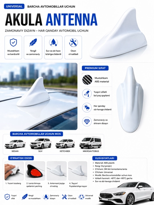 AKULA Универсальная Shark Fin Carbon Style для Автомобиля - 