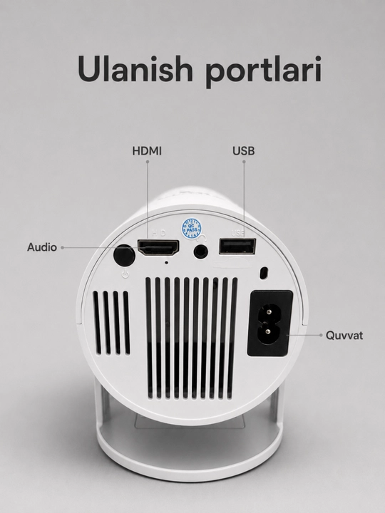 Lunix Smart Mini Proyektor, Ultra HD, HDMI USB, YouTube Netflix va telefon uchun