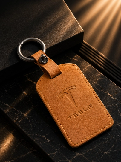 Чехол для карты-ключа Tesla — 77CASES-TESLALTHR1-ОРАНЖ
