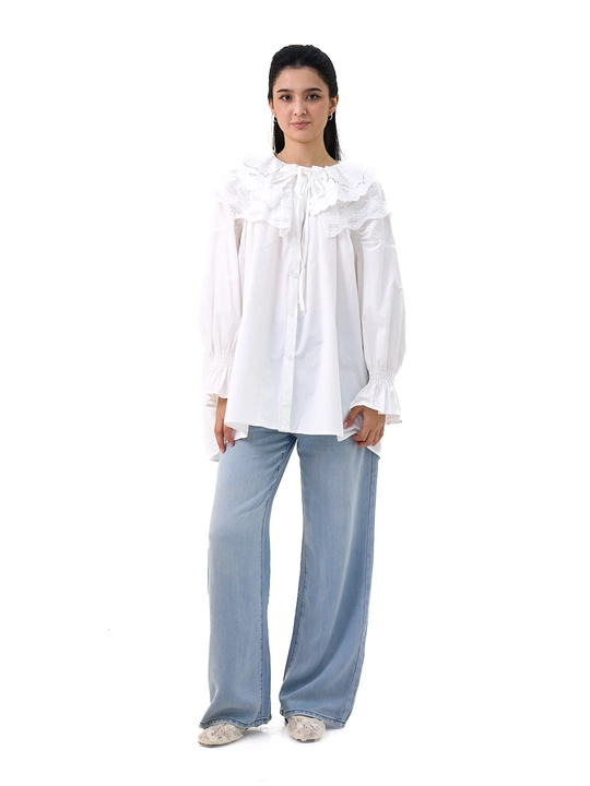 Женская хлопковая рубашка oversize - 