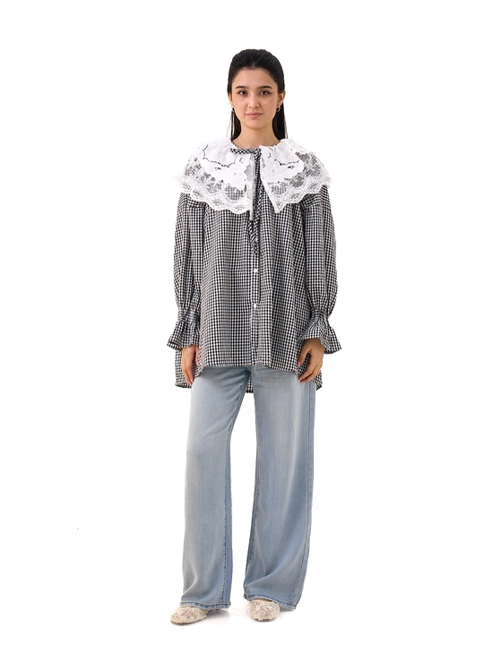 Женская хлопковая рубашка oversize - 