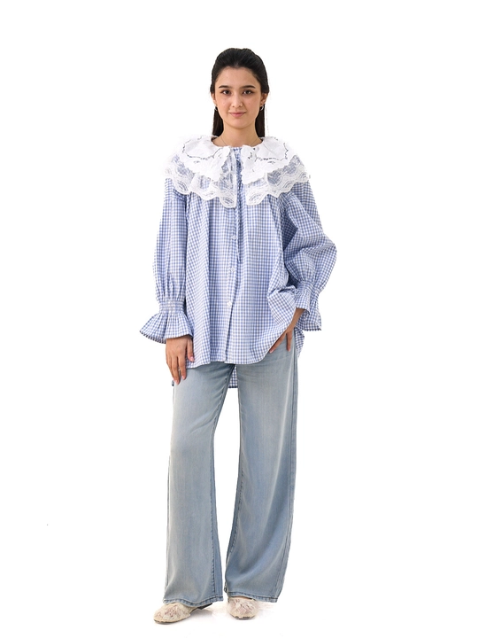 Женская хлопковая рубашка oversize - 