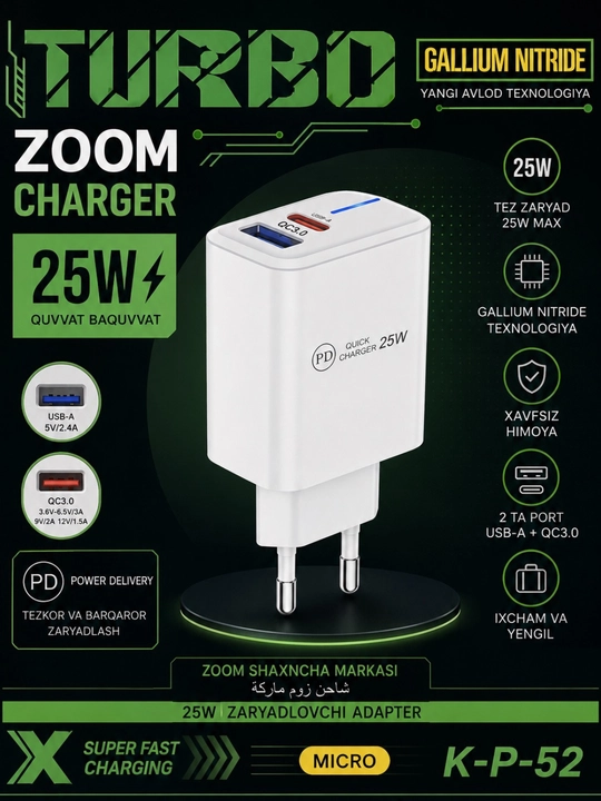 Зарядное устройство 120W–150W, Кабель Type-C / USB - 