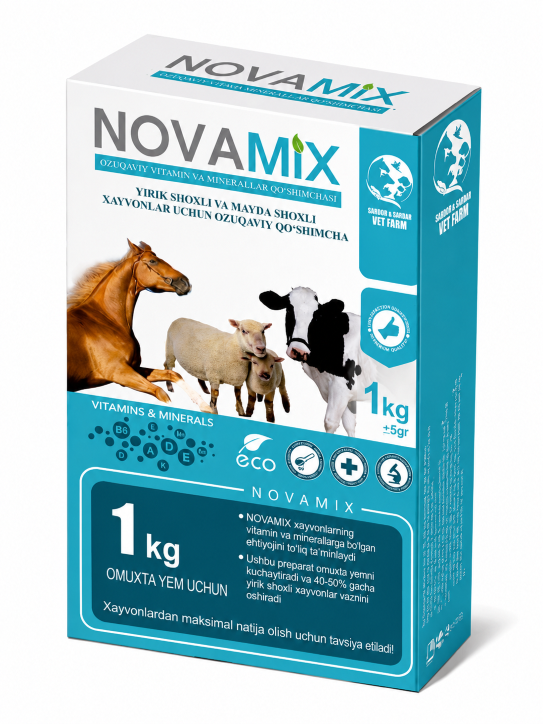 Qishloq hayvonlari uchun vitamin-mineral qo'shimcha NOVAMIX, 1 kg - 