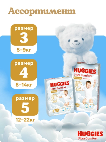 Подгузники Huggies Ultra Comfort для мальчиков 8-14кг, 4 размер, 19 шт.