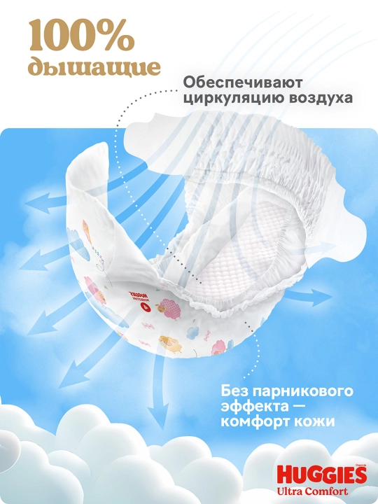 Подгузники Huggies Ultra Comfort для девочек 5-9кг, 3 размер, 94 шт