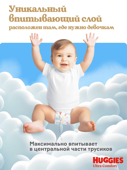 Подгузники трусики Huggies Ultra Comfort для девочек размер 6 (15-25 кг) 38 шт