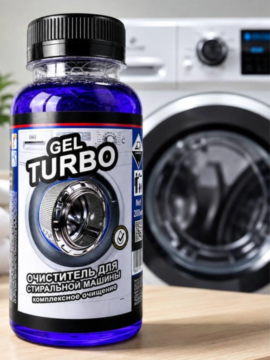 Очиститель для стиральной машины TURBO, комплексное очищение, жидкое средство, 200 мл