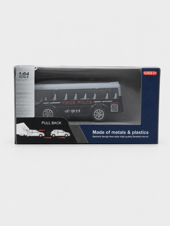 Politsiya avtobusi Force Police 1:64, metall, inersiyali