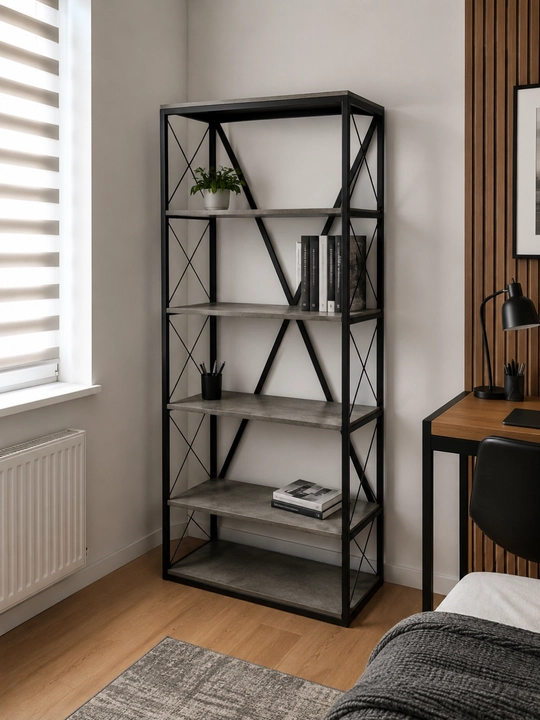 Loft tokchalar bloki, metall ramka, kitob javonini tashkillashtiruvchi