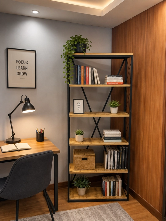 Loft tokchalar bloki, metall ramka, kitob javonini tashkillashtiruvchi