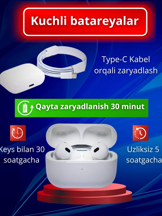 Simsiz quloqchinlar Pods Pro 2, sensorli Bluetooth, iPhone va Android uchun