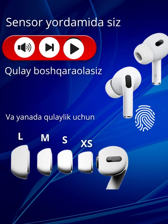 Simsiz quloqchinlar Pods Pro 2, sensorli Bluetooth, iPhone va Android uchun