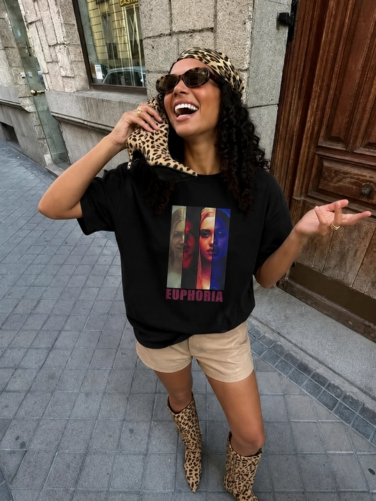 Футболка женская, oversize, хлопок, базовая, спортивная, однотонная - 