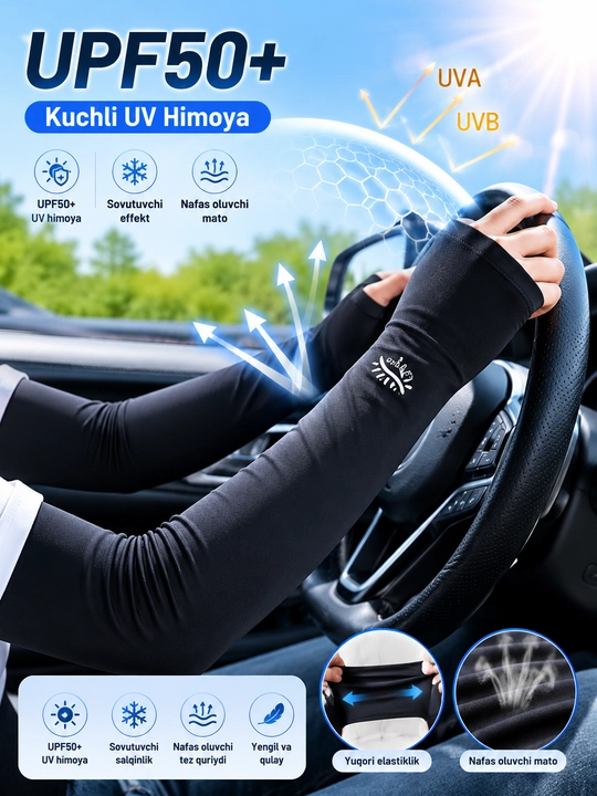 Sovutuvchi qo‘l yenglari , quyoshdan himoya, velosiped, yugurish va haydash uchun