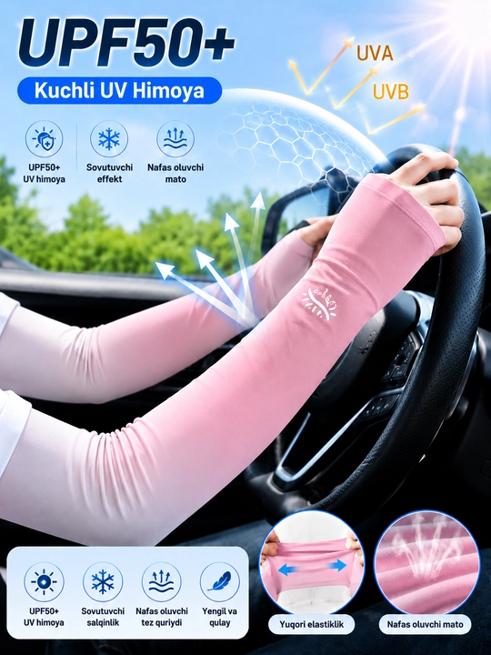 Sovutuvchi qo‘l yenglari , quyoshdan himoya, velosiped, yugurish va haydash uchun