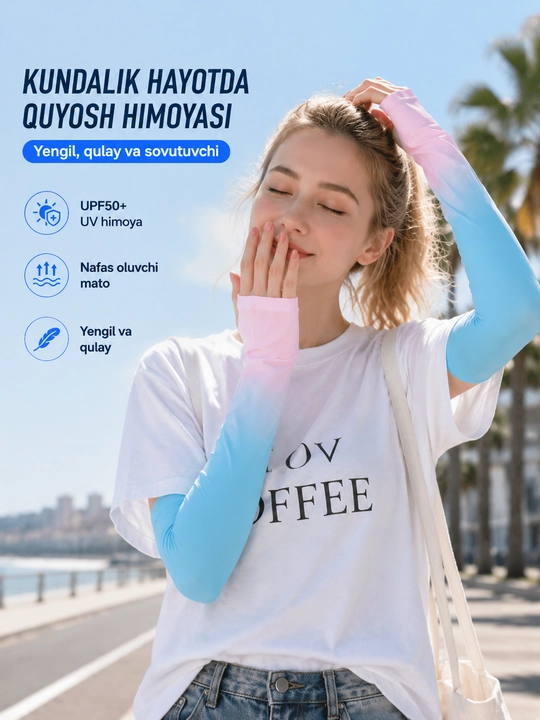 Sovutuvchi qo‘l yenglari , quyoshdan himoya, velosiped, yugurish va haydash uchun