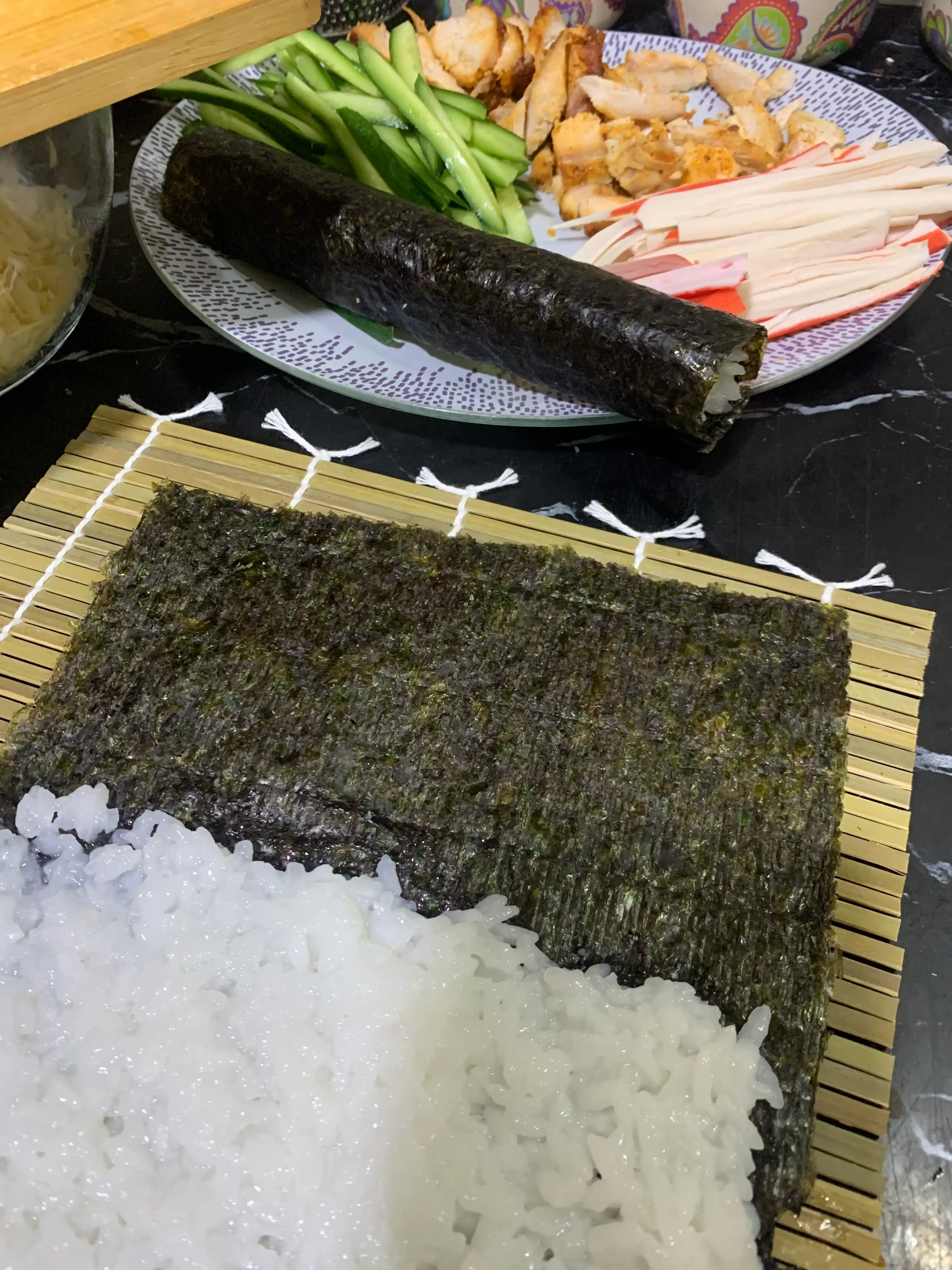 Bambukli gilamcha sushi va rollar uchun, tsinovka sushi uhun, 24 * 24 sm