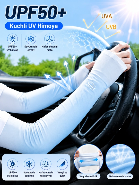 Sovutuvchi qo‘l yenglari , quyoshdan himoya, velosiped, yugurish va haydash uchun