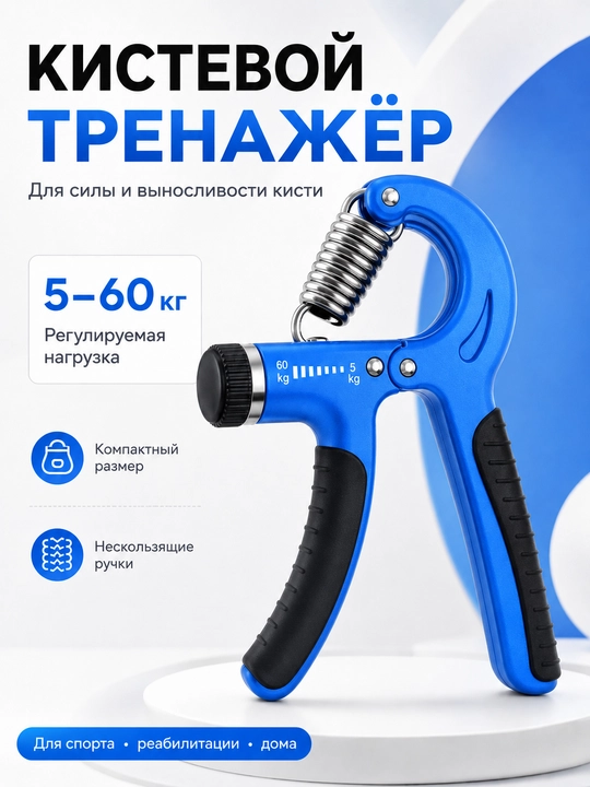 Кистевой со счетчиком эспандер для рук, регулируемый. 10 - 60 кг - 