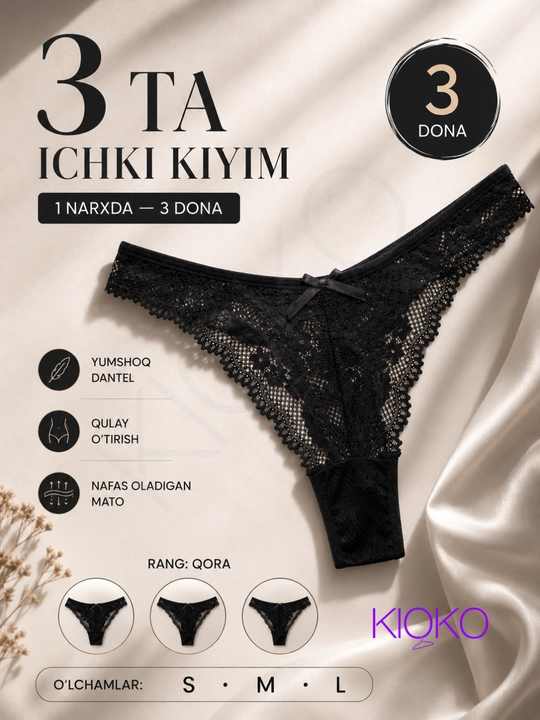 Ayollar trusiklari Kioko, to'rli stringi, tursik ayollar, ayollar ichki kiyimi