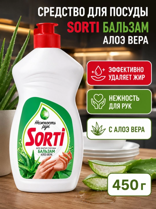 Средство для мытья посуды SORTI Бальзам, 450 г - 