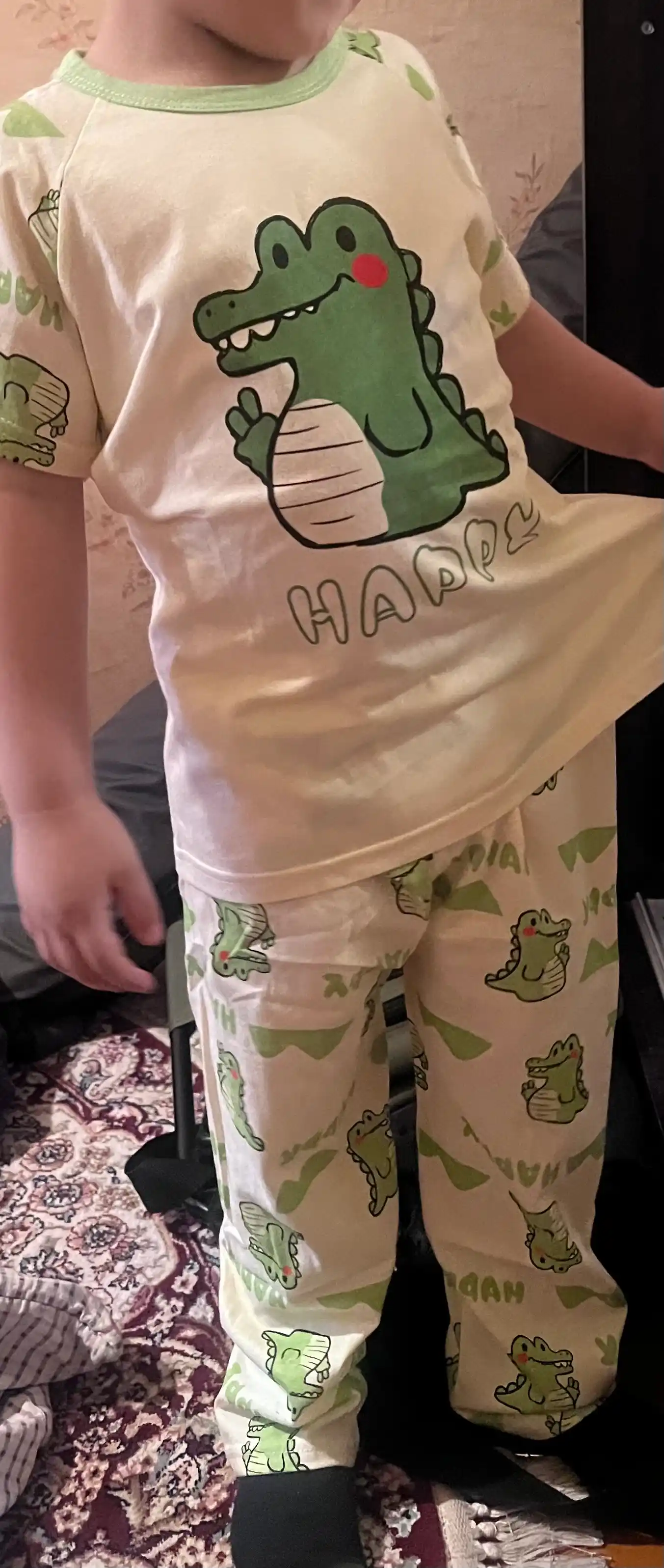 Bolalar uchun paxtali yumshoq pijama to‘plami futbolka va shimlar