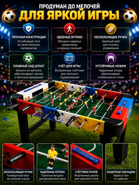 Stol futboli, futbol stoli, bolalar va kattalar uchun futbol o‘yini, настольный футбол