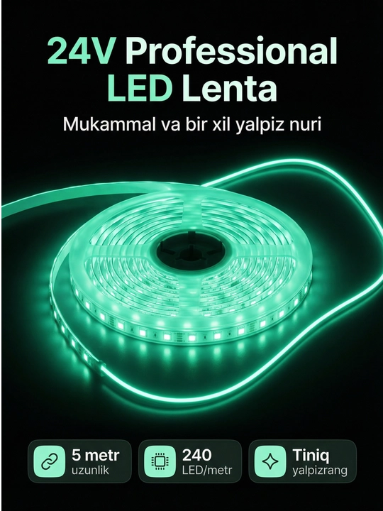 LED лента 12V 120/240 LED/м (5 метров) SMD 2835, цветная: красный, белый, синий, небесный - 