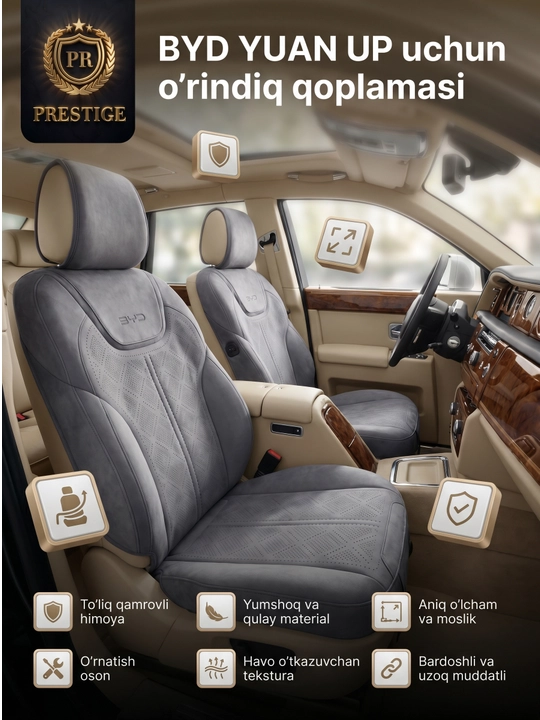 BYD Yuan Up Hybrid o‘rindiq chexoli komplekti, old va orqa, to‘liq qoplama