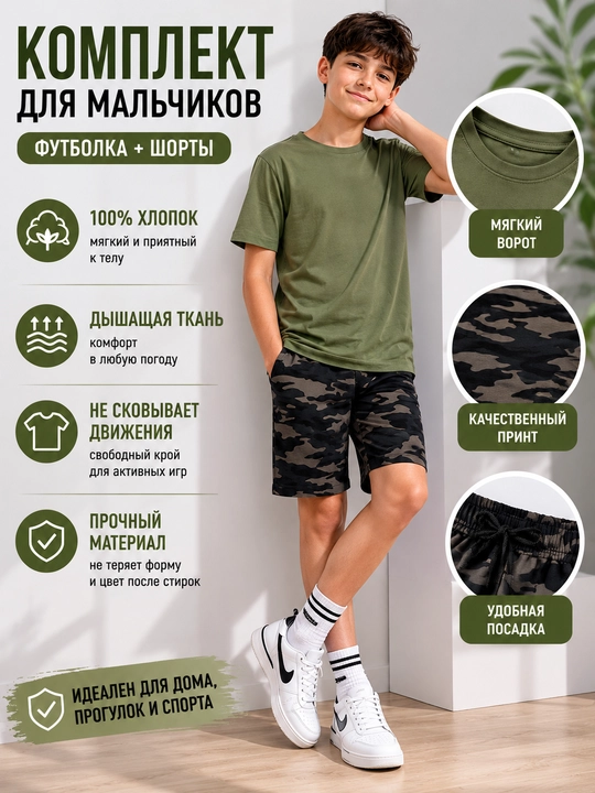Детский комплект шорты и футболка для мальчиков Maula - 