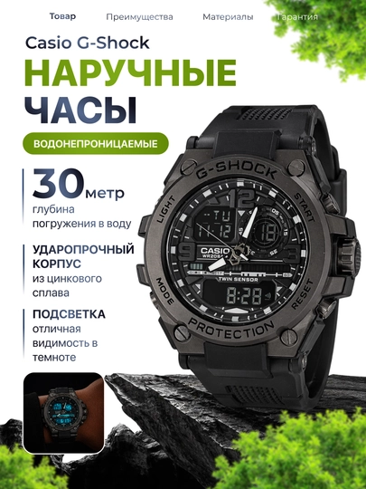 Мужские водонепроницаемые качественные часы — NEW001-GSHOCKMM-ЧЕРН