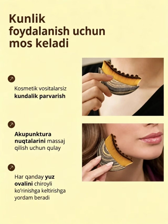 Massaj cho'tkasi, yYuz massajeri – lifting, gua sha va limfa drenaj effekti