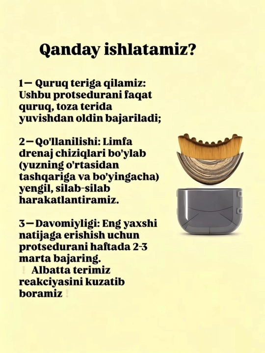 Massaj cho'tkasi, yYuz massajeri – lifting, gua sha va limfa drenaj effekti