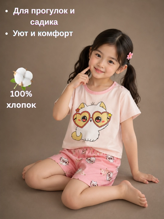 Детский летний комплект одежды из двух предметов, для детей от 1 до 7 лет - 