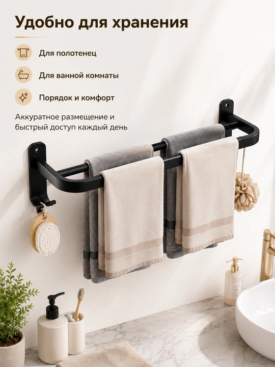 Полотенцедержатель для ванной, настенный, из нержавеющей стали, 304, без сверления