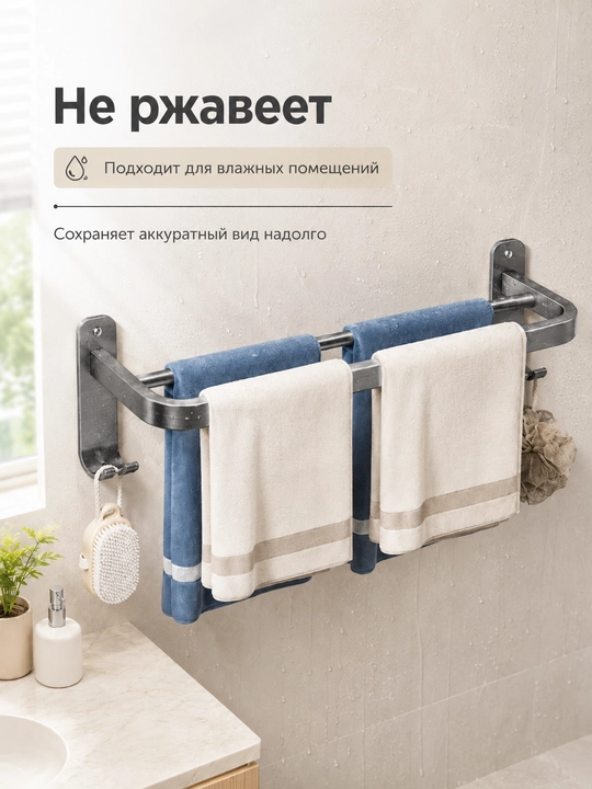 Полотенцедержатель для ванной, настенный, из нержавеющей стали, 304, без сверления