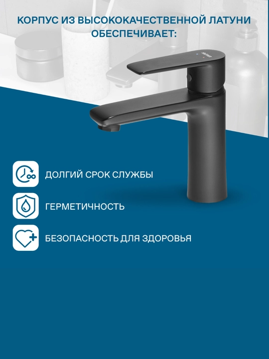 Смеситель Santek Арма для раковины, черный