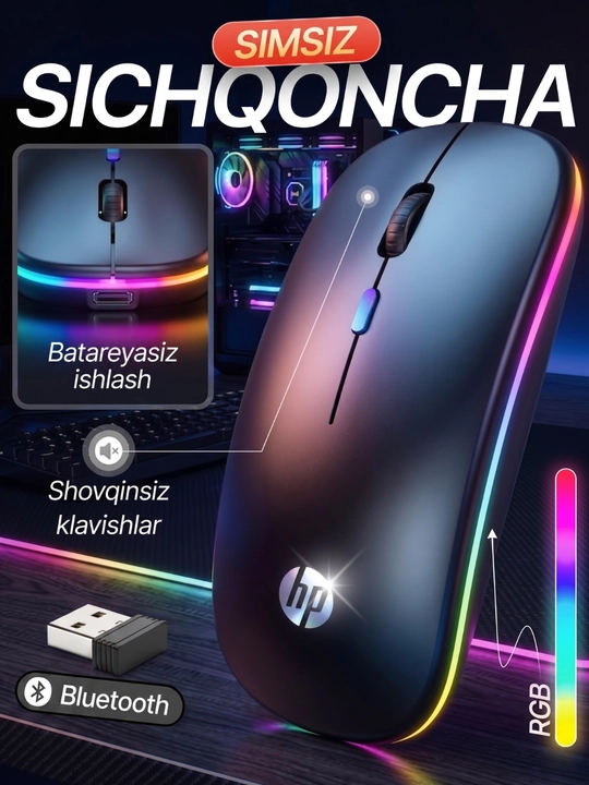 Simsiz mishka kompyuter uchun, akkomulyatorli mishka simsiz - 