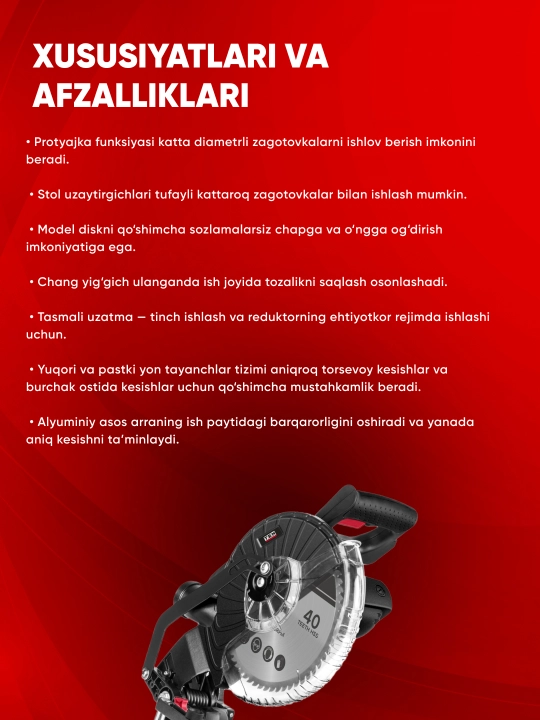 Suriladigan arra TEH TMS25519 1800 Vt, 4600 ayl/min