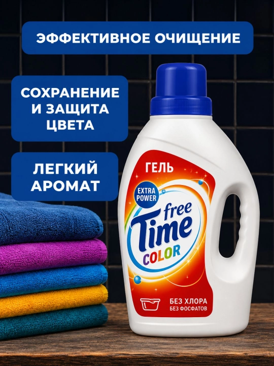 Гель для стирки "FREE TIME" Color, 1500 г