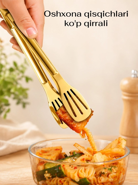 Gril va barbekyu uchun zanglamaydigan po'latdan yasalgan oshxona qisqichlari