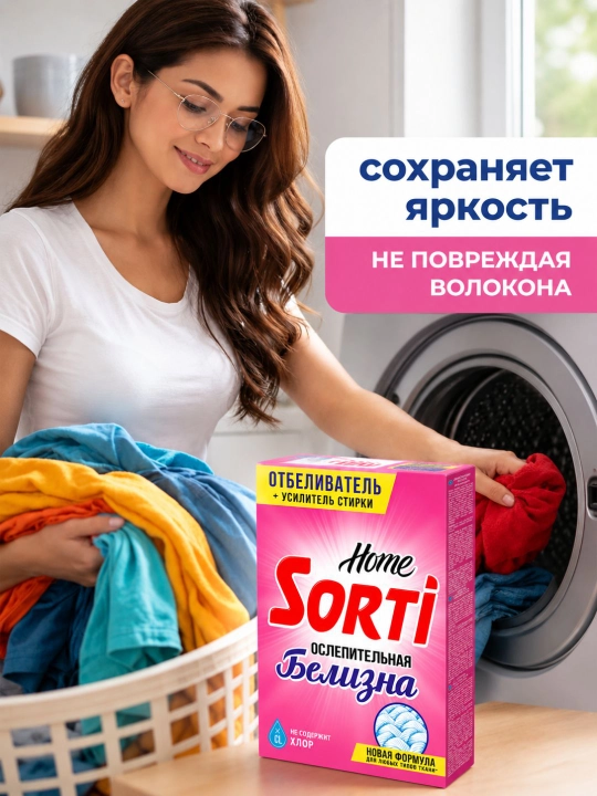 Кислородный отбеливатель SORTI Home "Ослепительная белизна", 500 г