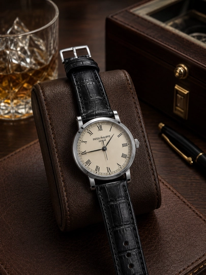 Мужские наручные часы Patek Philippe, классические часы с кожаным ремешком - 